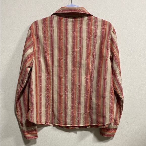 2 Dressbarn Blouses L Vintage-Inspired Button Downs, Plaid & Embroidered Stripe - Picture 5 of 15